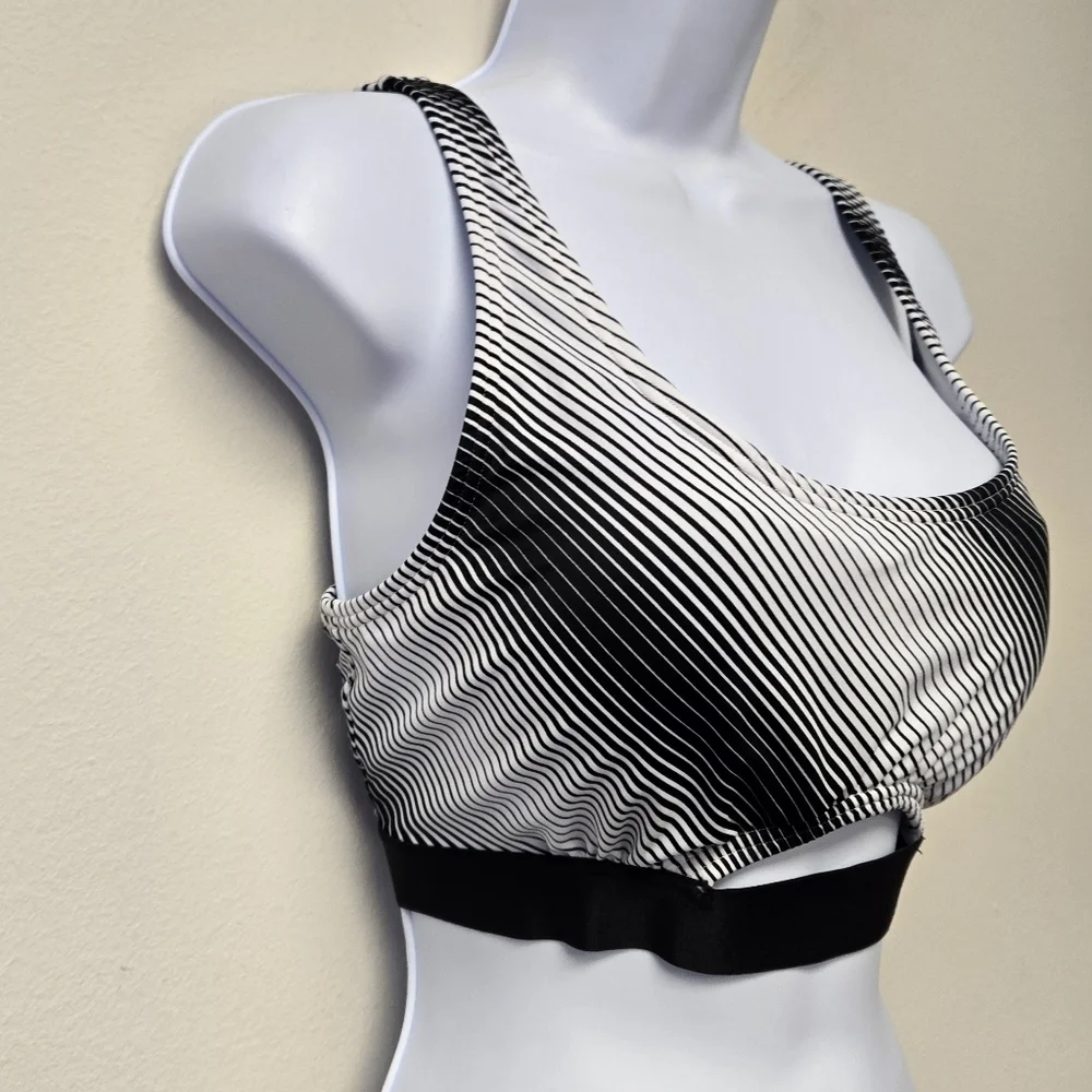 Victoria's Secret Stripe Sports Bra Black White L